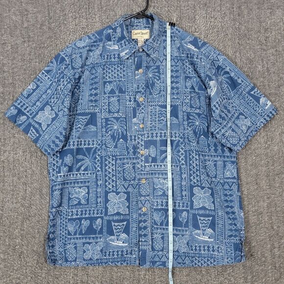 Cooke Street Honolulu Hawaiian Shirt Men M Blue Short Sleeve Pineapple Button Up - Picture 3 of 11
